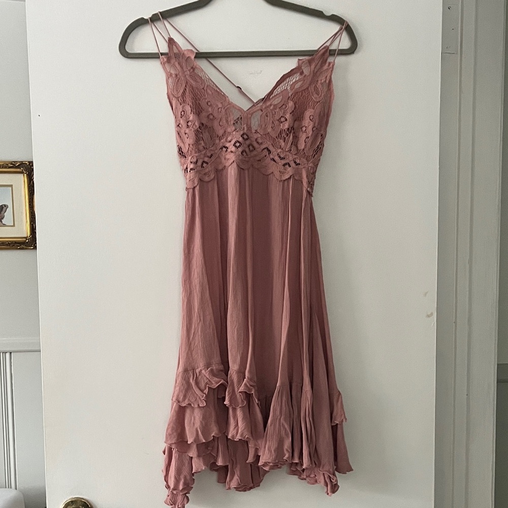Free People Pink Lace Mini Dress